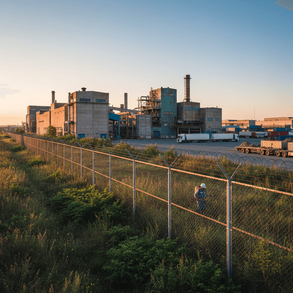 Industrial facility perimeter vegetation control