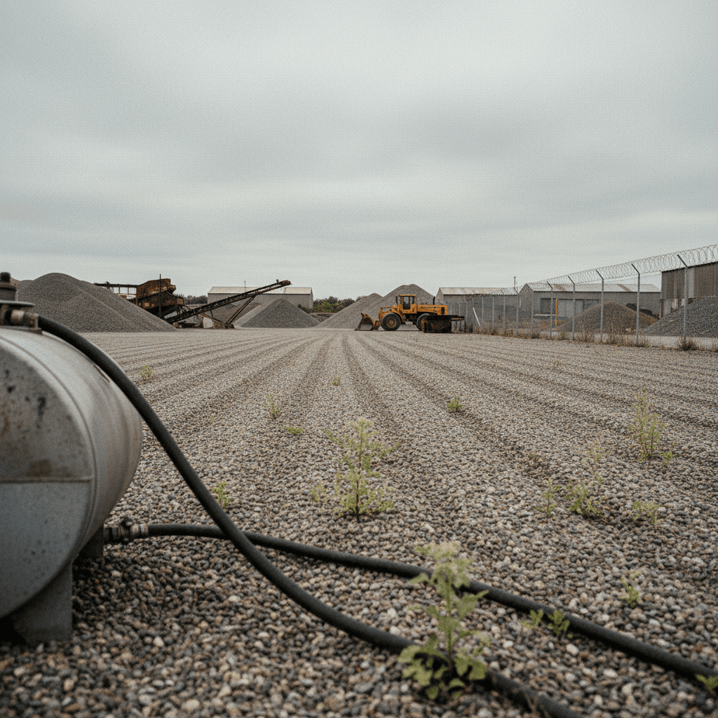 Gravel yard weed control application
